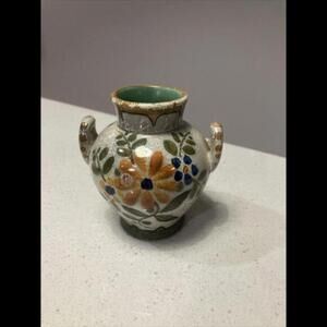 GOUDA ZUID-HOLLAND Vase Hand Painted Vtg Two Handle Pottery Signed